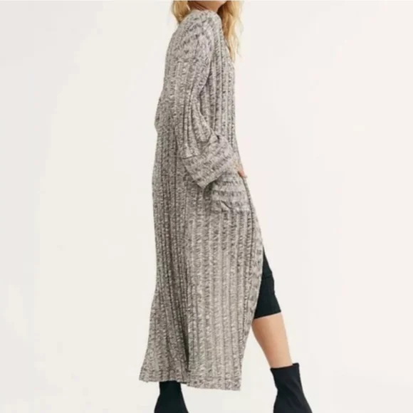 FP Beach Free People Beach Nights Cardigan Size S Ribbed Longline Maxi Duster - Picture 3 of 13